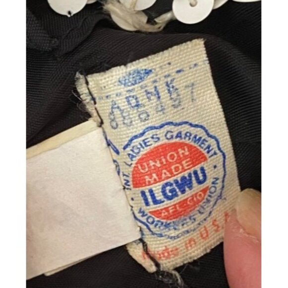 Vintage Sequined Black & White Striped Sweater V-Neck Medium - Picture 5 of 8